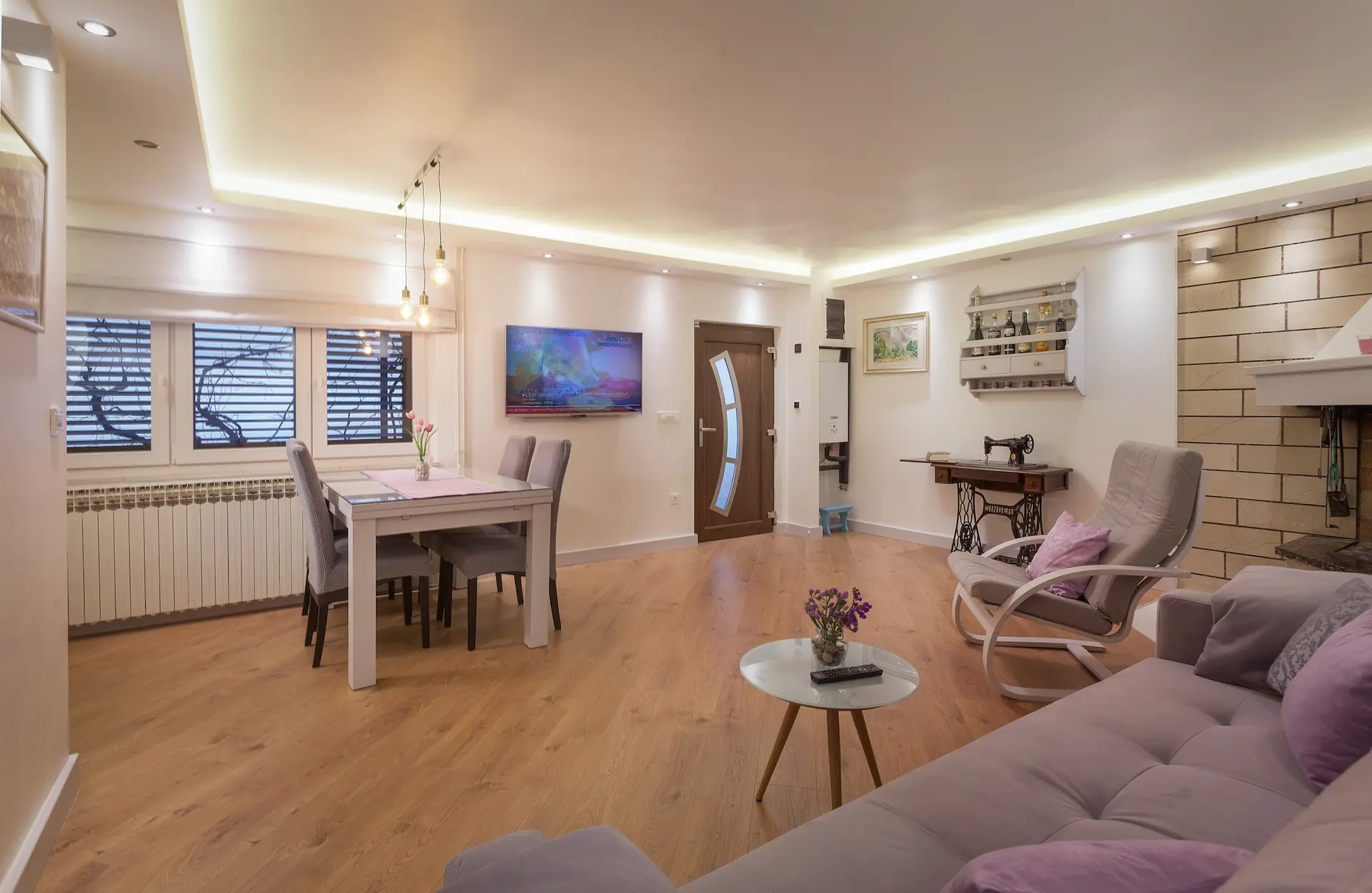 Open-plan living room at Villa Dalmatia